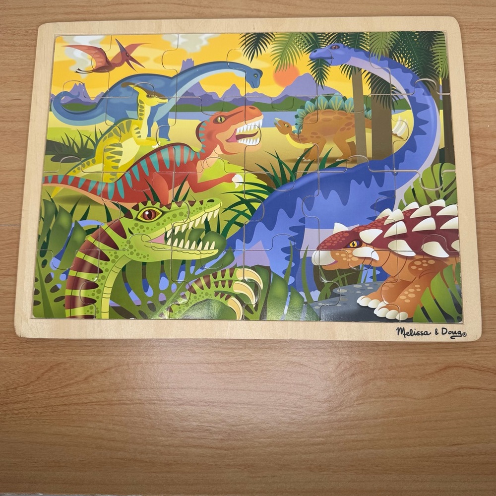Melissa & Doug Dinosaur Wooden Jigsaw Puzzle 24 Pieces Ages 3+